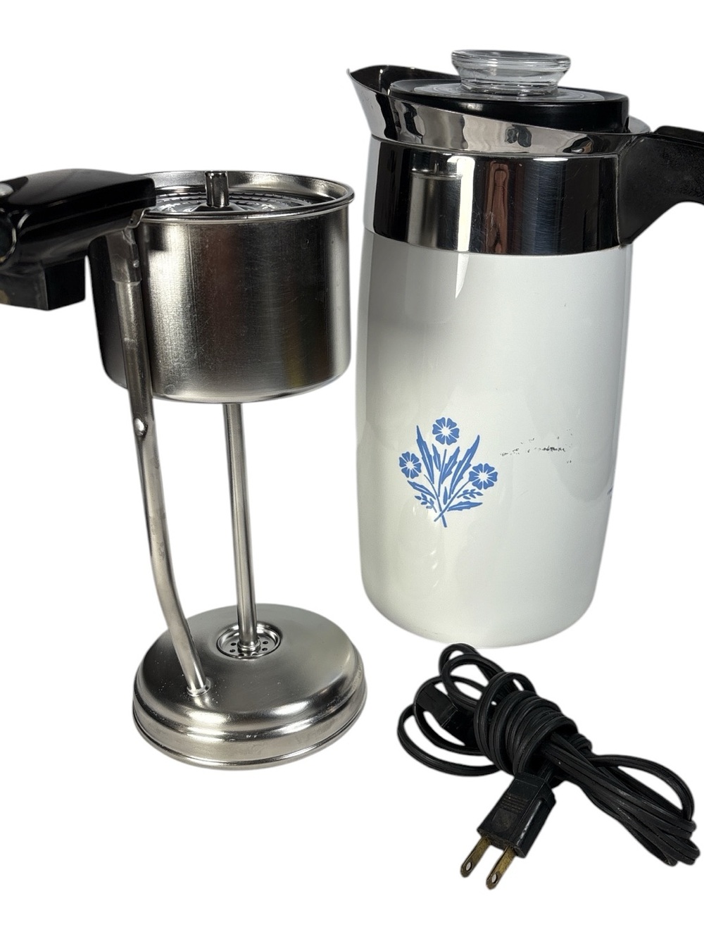 Corning Ware Blue Cornflower 10 Cup Electric Percolator Coffee Pot Complete - Picture 2 of 8